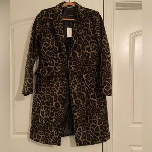 NWT Banana Republic Cheetah Print Long Coat, Size Small